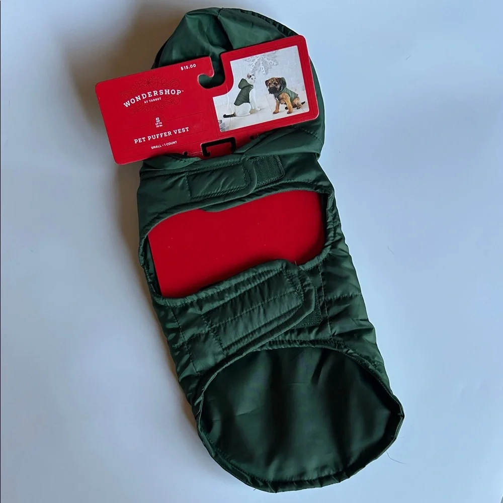 Wondershop Pet Puffer Hooded Vest Forest Green